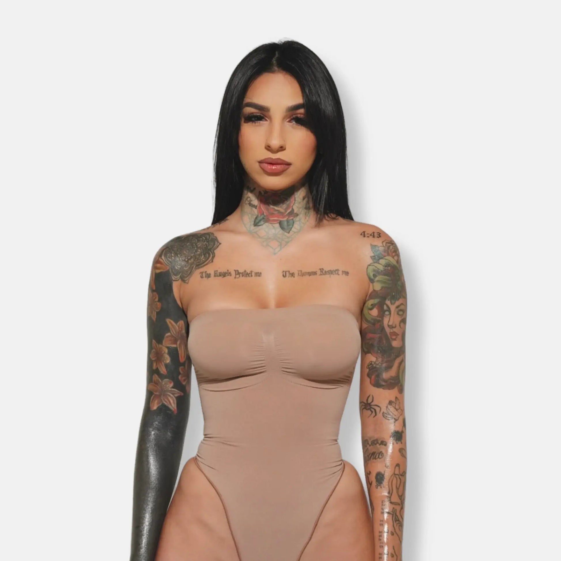 STRAPLESS BRIEF BODYSUIT - SANDSTONE