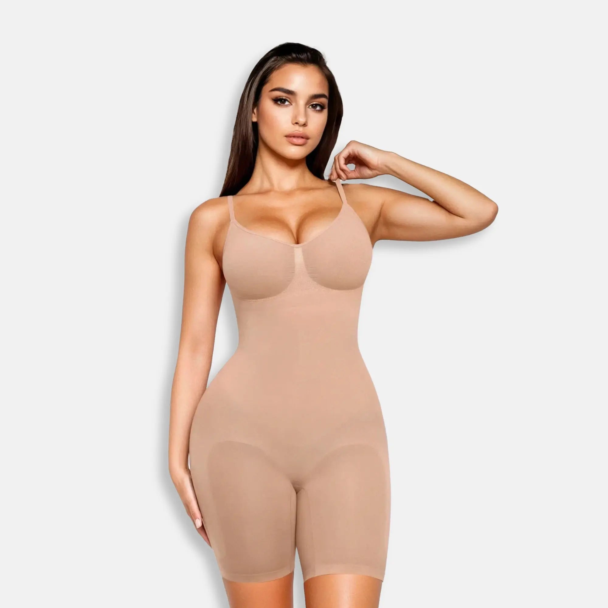SCULPTING MID-THIGH BODYSUIT SANDSTONE