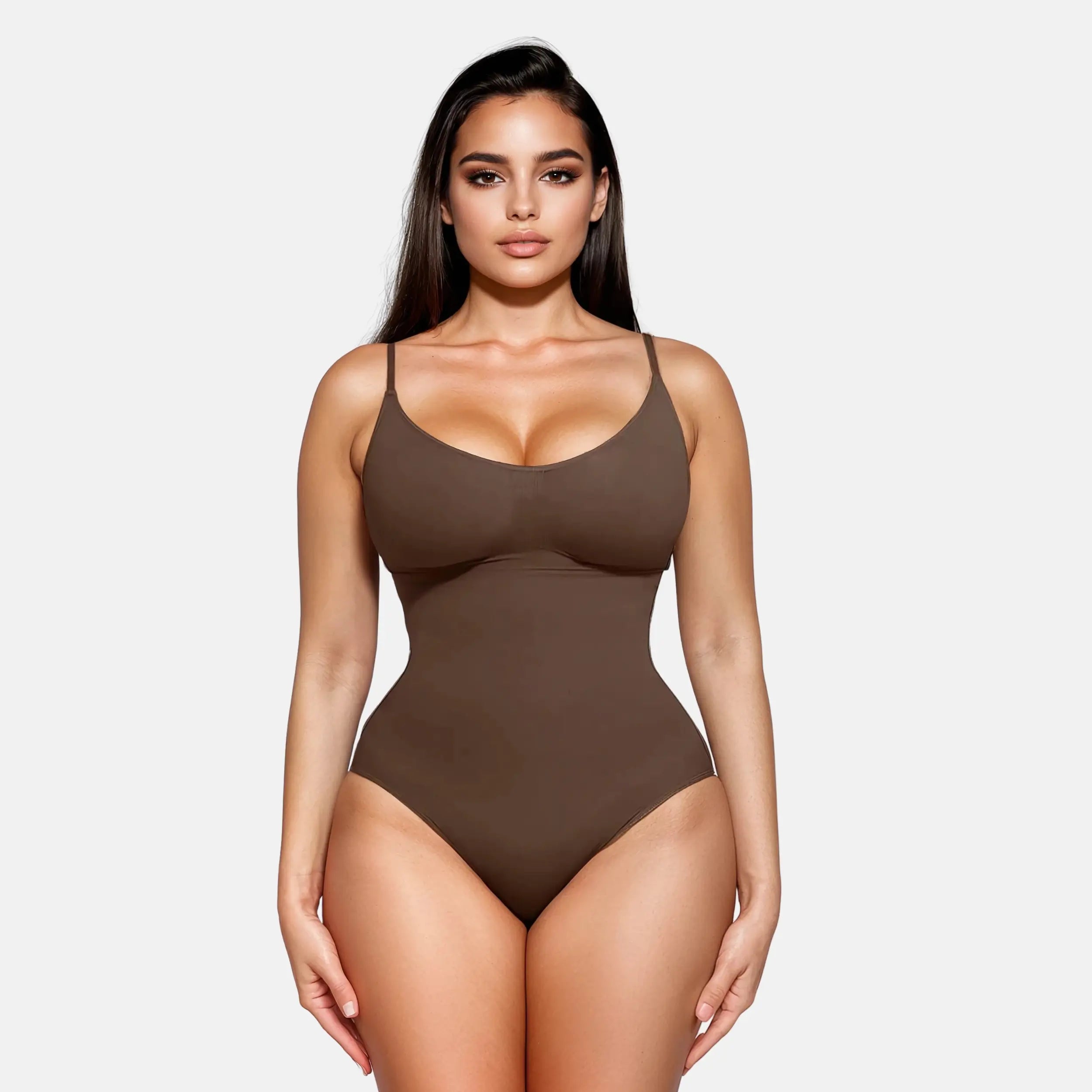SCULPTING LOW BACK THONG BODYSUIT MOCHA - NEW