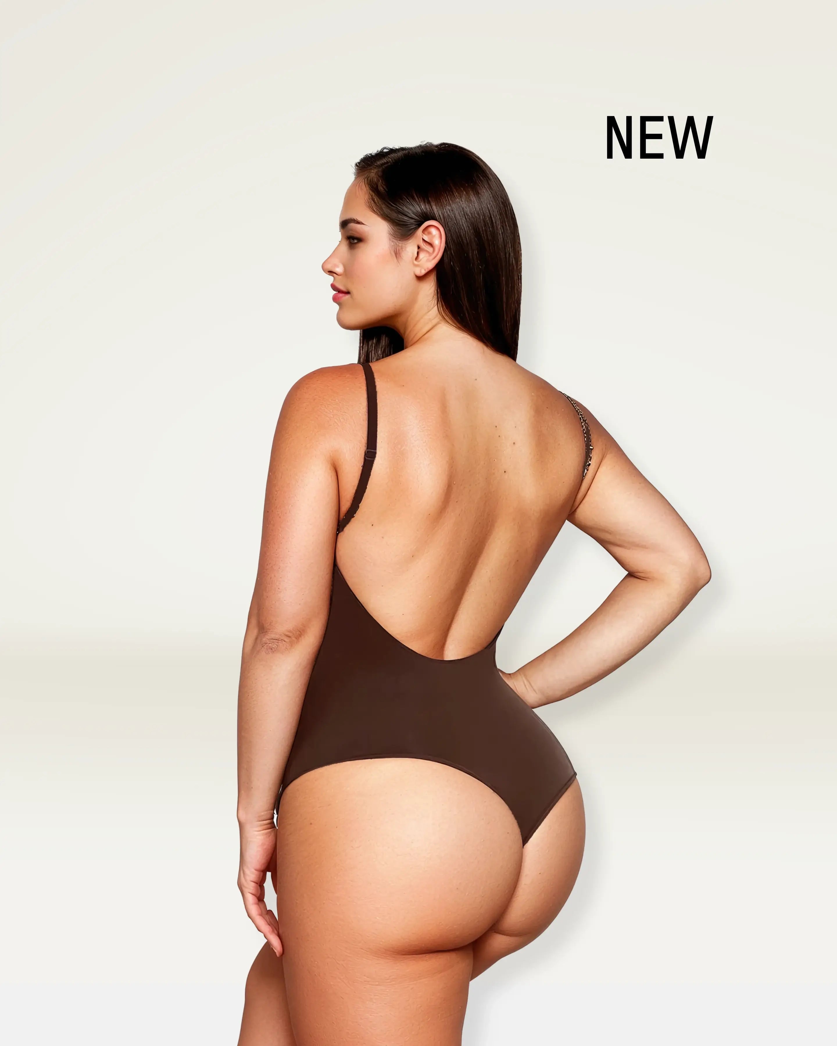 SCULPTING LOW BACK THONG BODYSUIT - COCOA