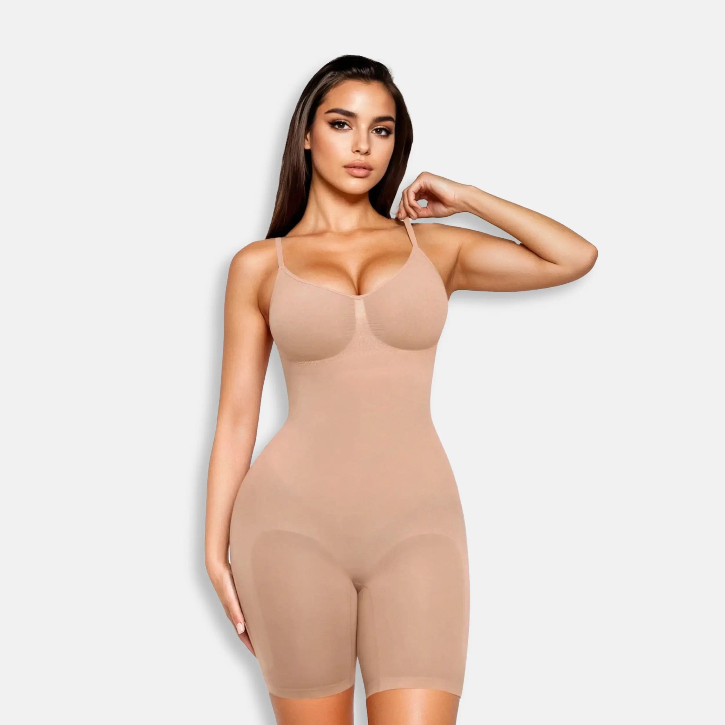 SCULPTING MID-THIGH BODYSUIT SANDSTONE